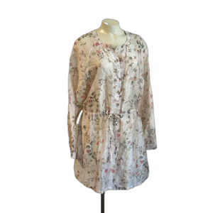 J.JILL  linen blend thin floral shirt  LARGE